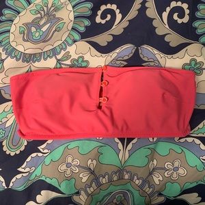 pink button up bandeau bikini top